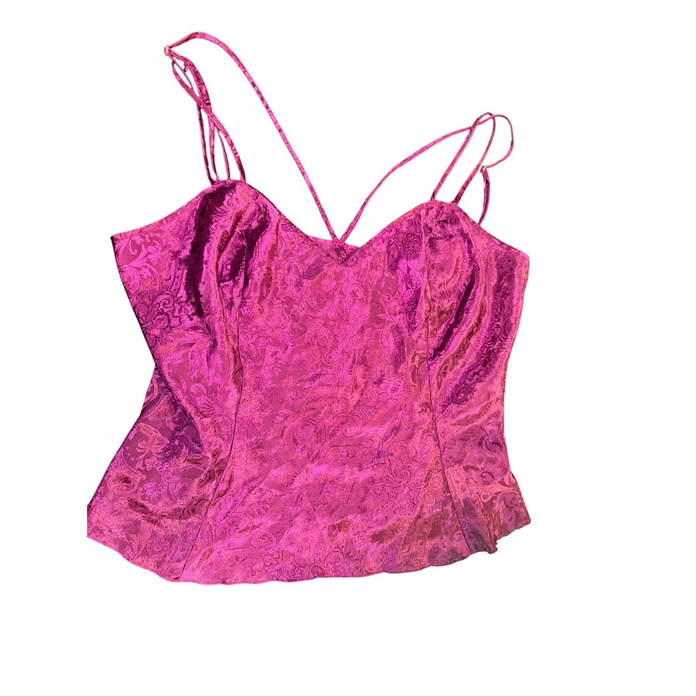 VINTAGE GOLD‎ LABEL Victoria's Secret Purple Floral Cami Top Tank Lingerie L